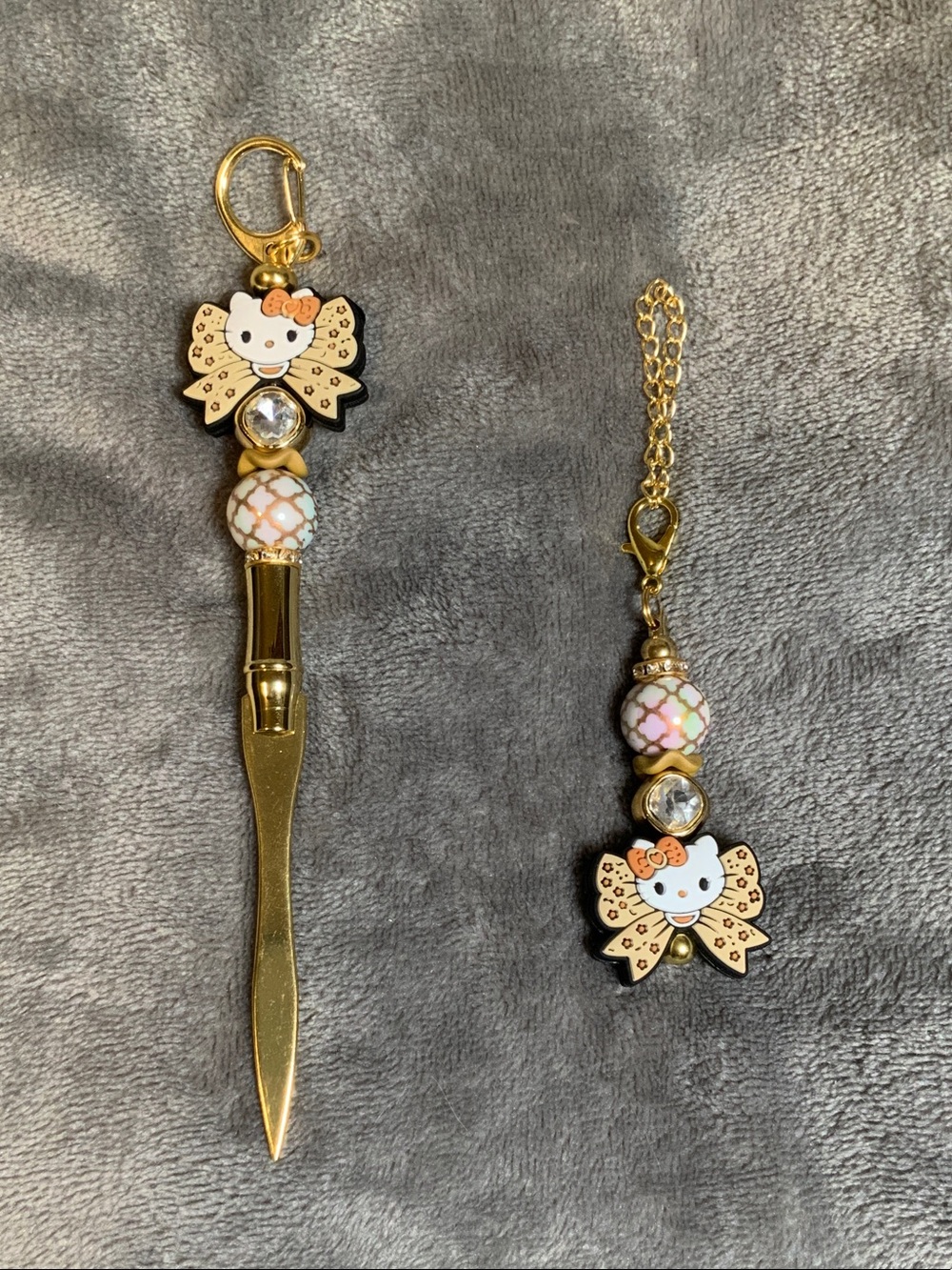 Gold Kitty Bow Letter Opener & Charm Set